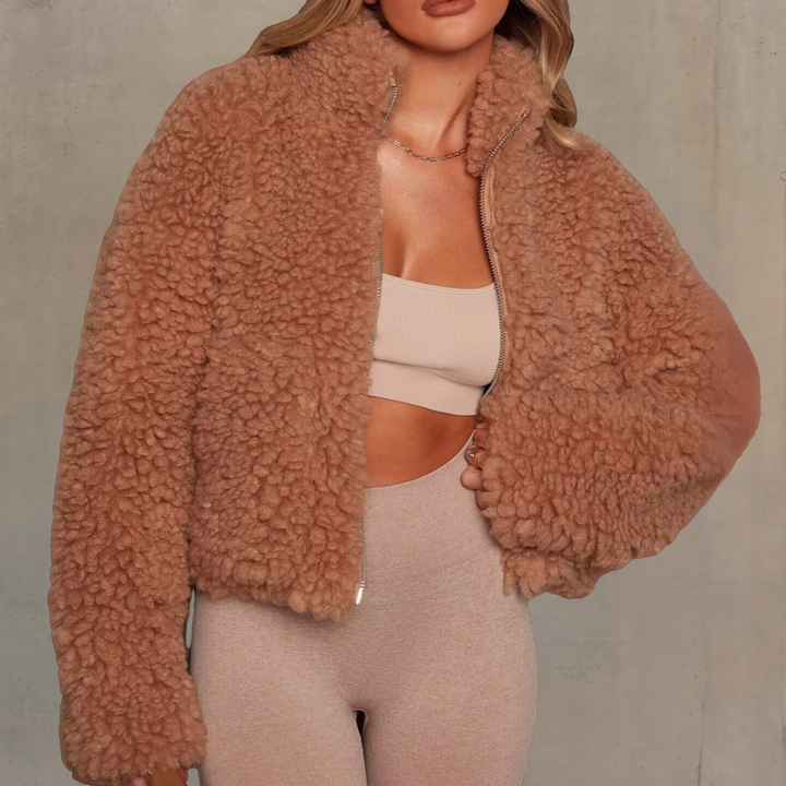 Warm and Soft Ladies' Coat - Livia-Brown-XS-Nora Luxe