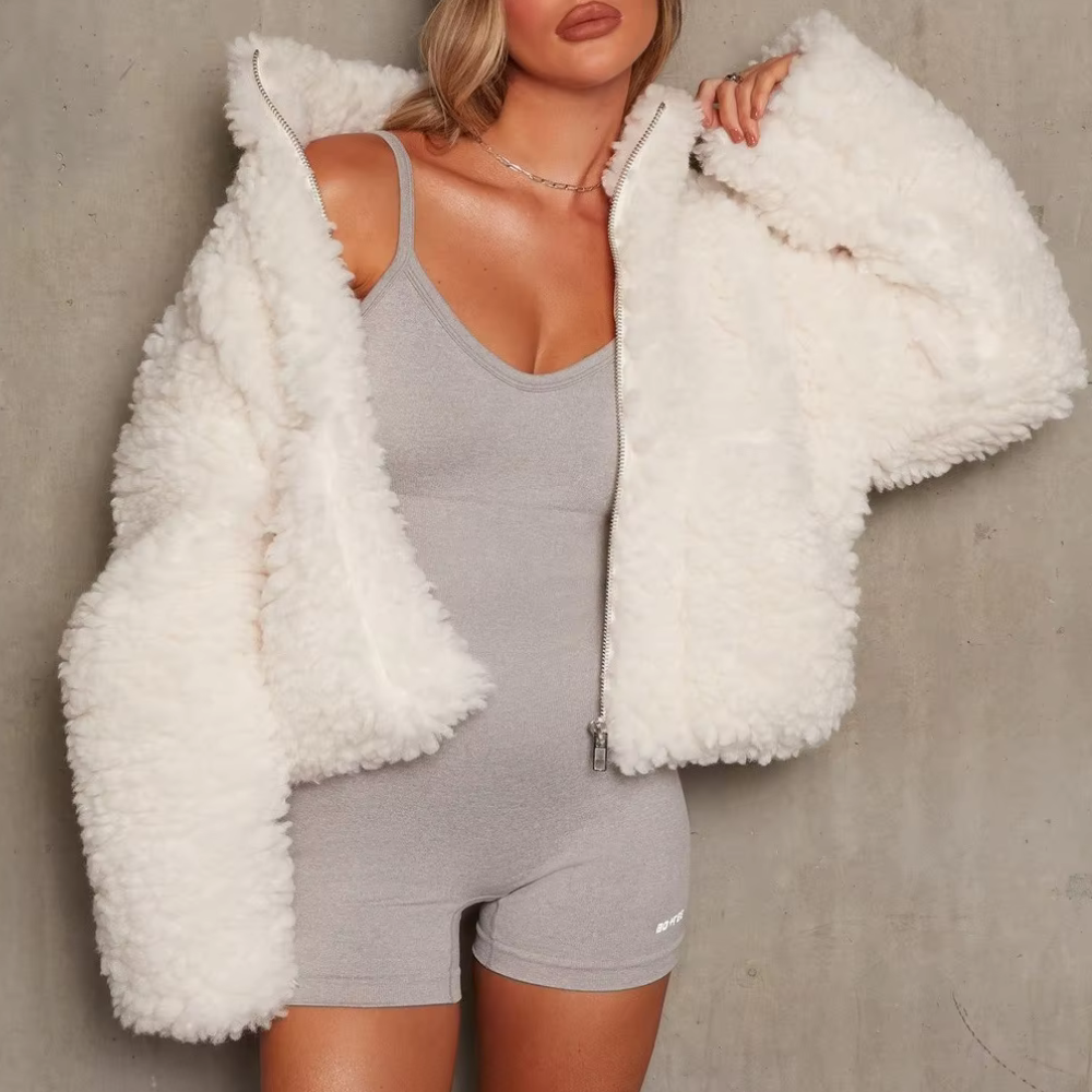 Warm and Soft Ladies' Coat - Livia-White-XS-Nora Luxe