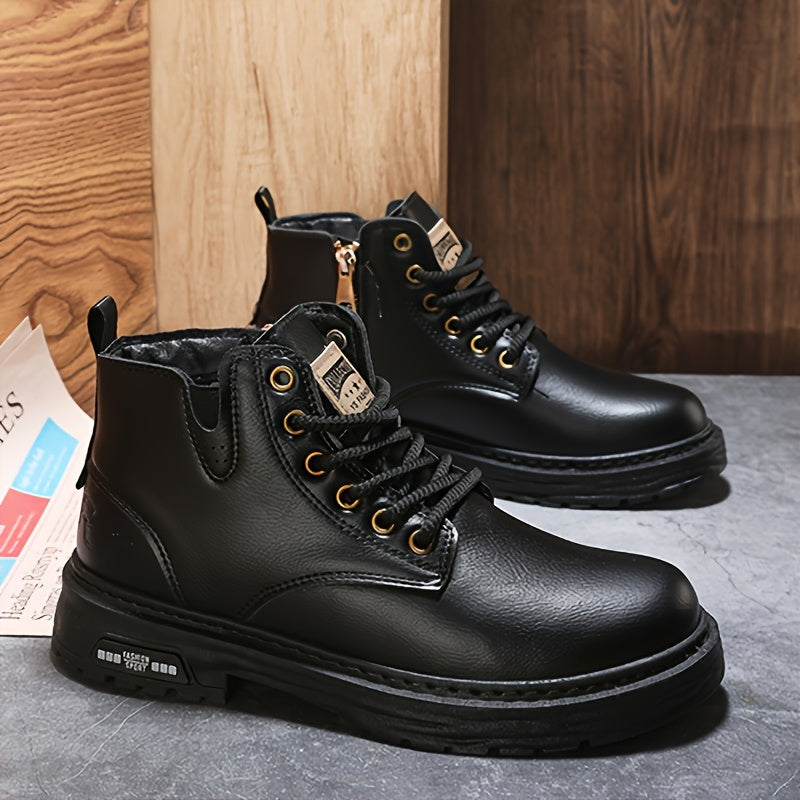 Warm and Stylish Lace-up Boots for Men - Arvo-Black-5-Nora Luxe