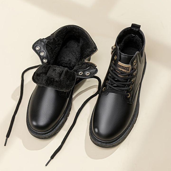 Warm and Stylish Lace-up Boots for Men - Arvo-Dark brown-5-Nora Luxe