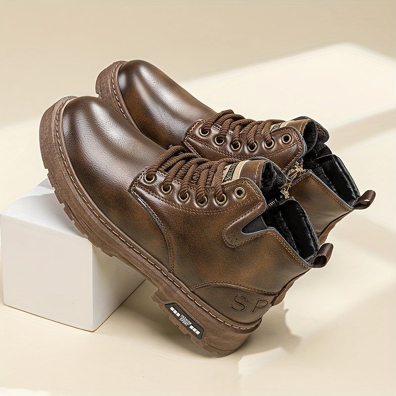 Warm and Stylish Lace-up Boots for Men - Arvo-Dark brown-5-Nora Luxe