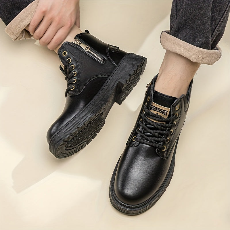 Warm and Stylish Lace-up Boots for Men - Arvo-Dark brown-5-Nora Luxe