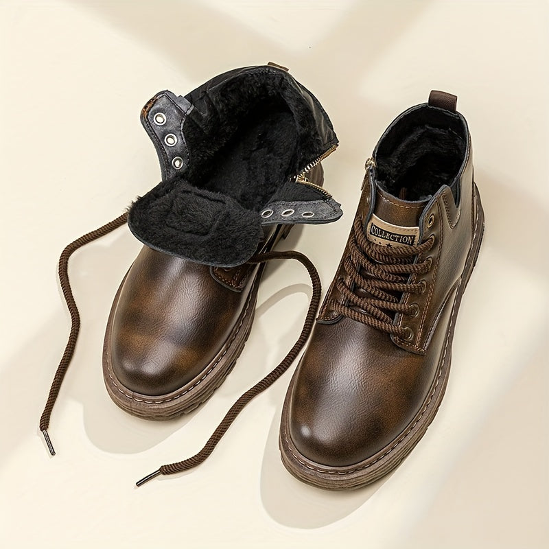 Warm and Stylish Lace-up Boots for Men - Arvo-Dark brown-5-Nora Luxe