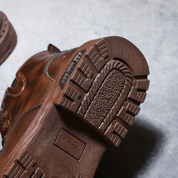 Warm and Stylish Lace-up Boots for Men - Arvo-Dark brown-5-Nora Luxe