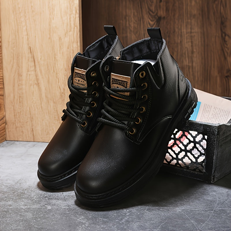 Warm and Stylish Lace-up Boots for Men - Arvo-Dark brown-5-Nora Luxe