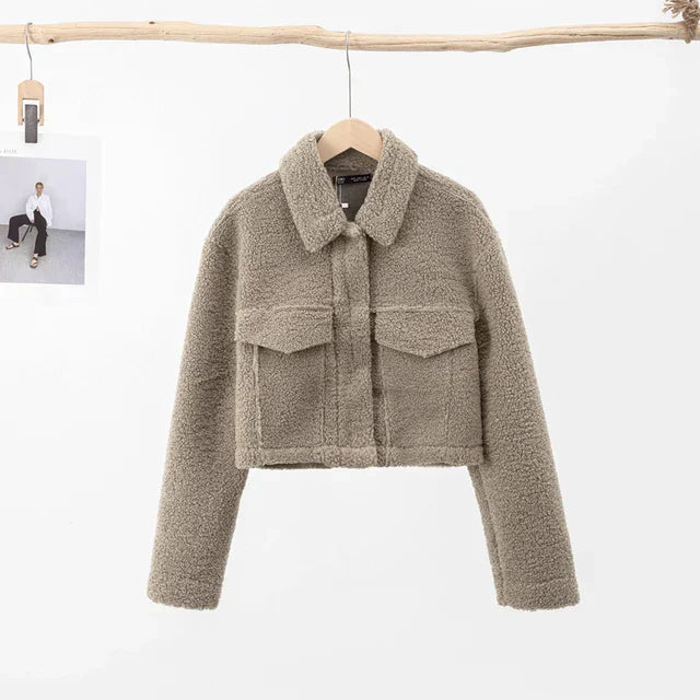 Warm and Stylish Short Jacket - Lucia-Brown-XS-Nora Luxe