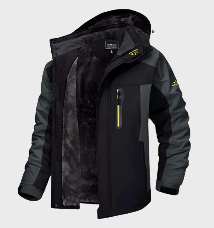 Warm and Waterproof Men's Fleece Jacket with Hood - Logan-Black-L-Nora Luxe