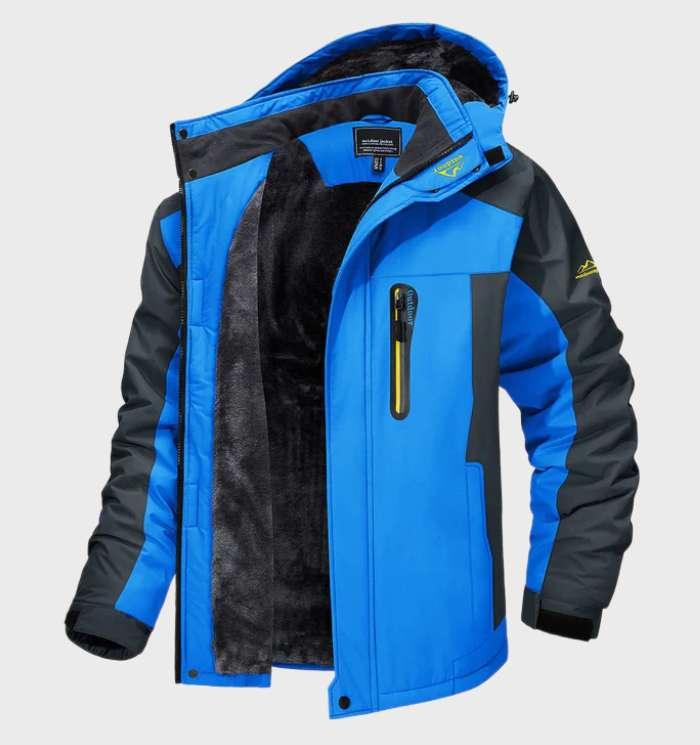 Warm and Waterproof Men's Fleece Jacket with Hood - Logan-Blue-L-Nora Luxe