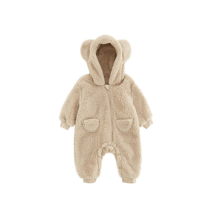 Warm Baby Fleece Romper with Animal Print-Apricot-1-3M 59-Nora Luxe