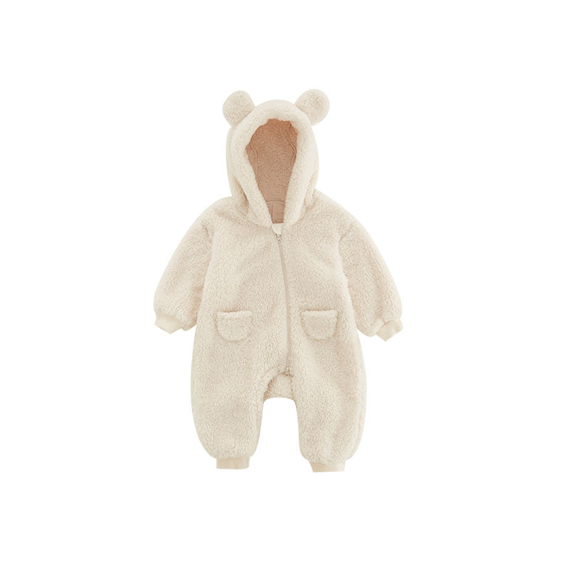 Warm Baby Fleece Romper with Animal Print-Beige-1-3M 59-Nora Luxe