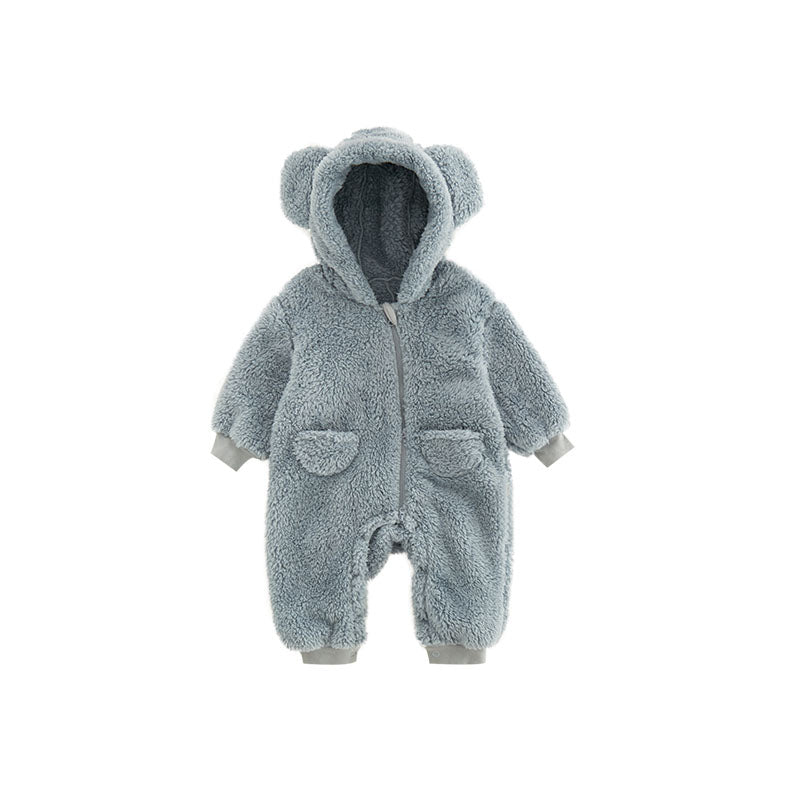 Warm Baby Fleece Romper with Animal Print-Blue-Gray-1-3M 59-Nora Luxe