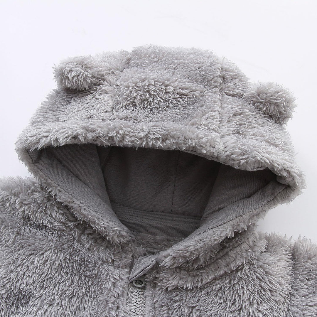 Warm Baby Romper with Hood-Footless-Beige-0-3M-Nora Luxe