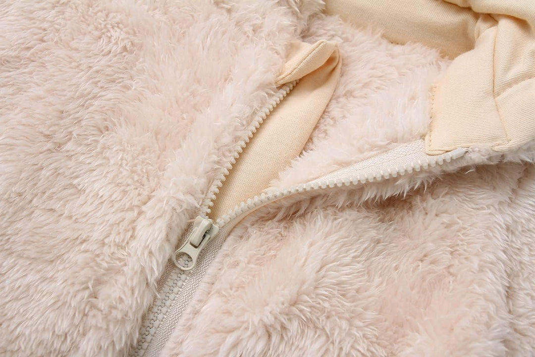Warm Baby Romper with Hood-Footless-Beige-0-3M-Nora Luxe