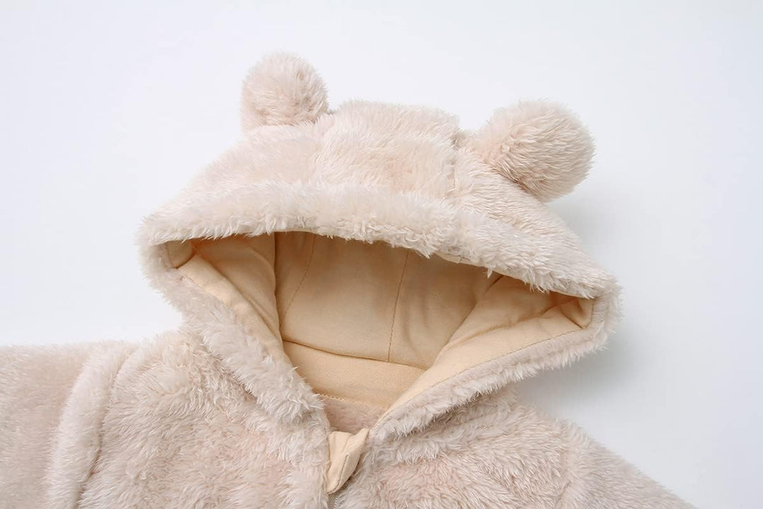 Warm Baby Romper with Hood-Footless-Beige-0-3M-Nora Luxe