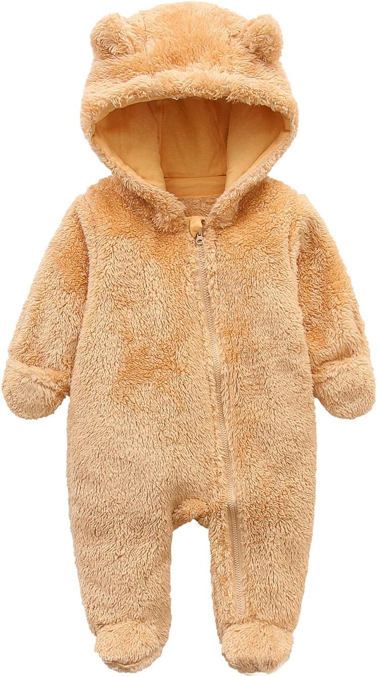 Warm Baby Romper with Hood-Footless-Coffee-0-3M-Nora Luxe