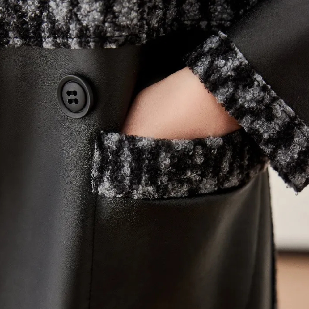 Warm Black Women's Coat with Luxury Finish - Renée-XS-Nora Luxe