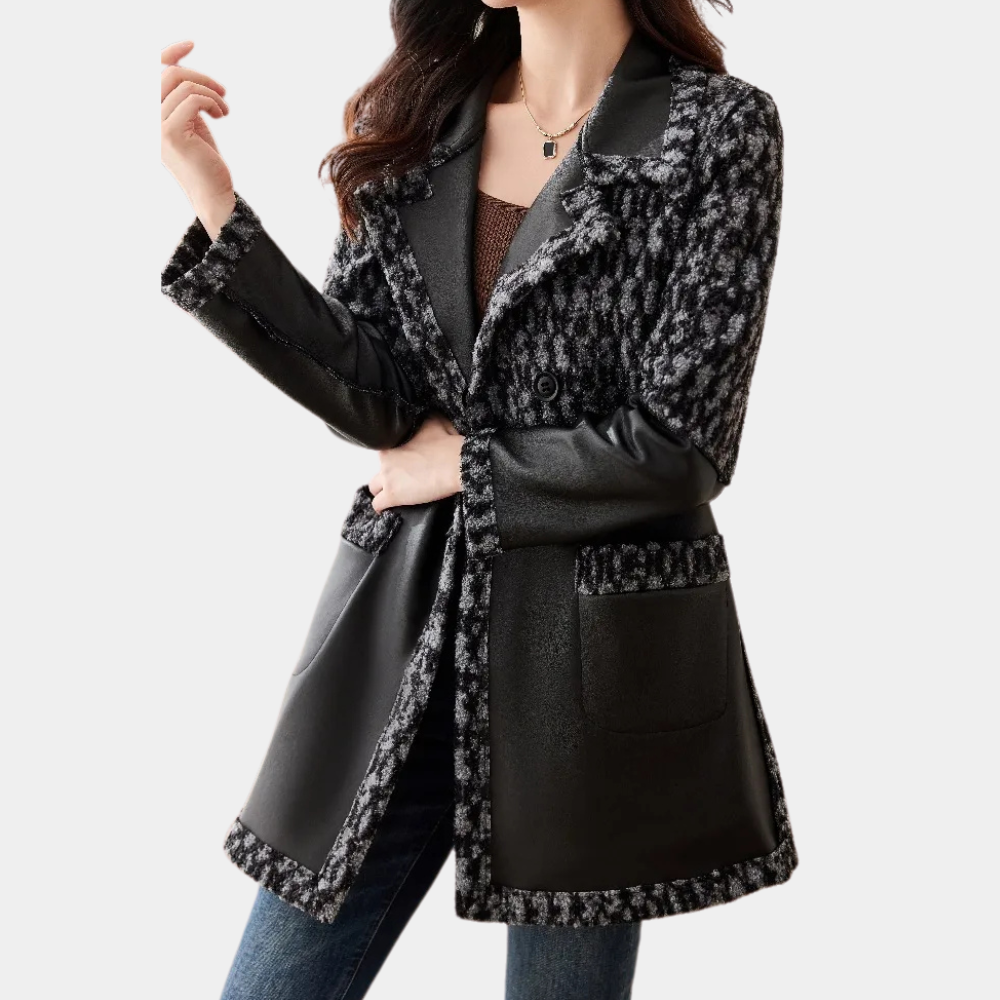 Warm Black Women's Coat with Luxury Finish - Renée-XS-Nora Luxe