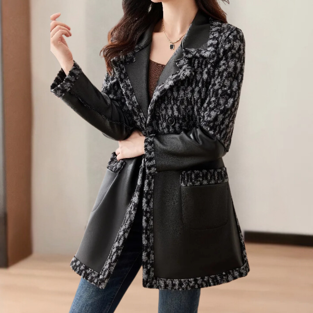 Warm Black Women's Coat with Luxury Finish - Renée-XS-Nora Luxe