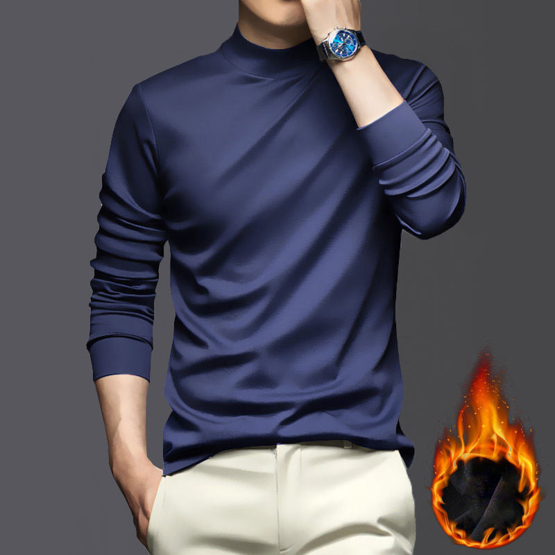 Warm Brushed Cotton Shirt - Lars-Blue-M-Nora Luxe