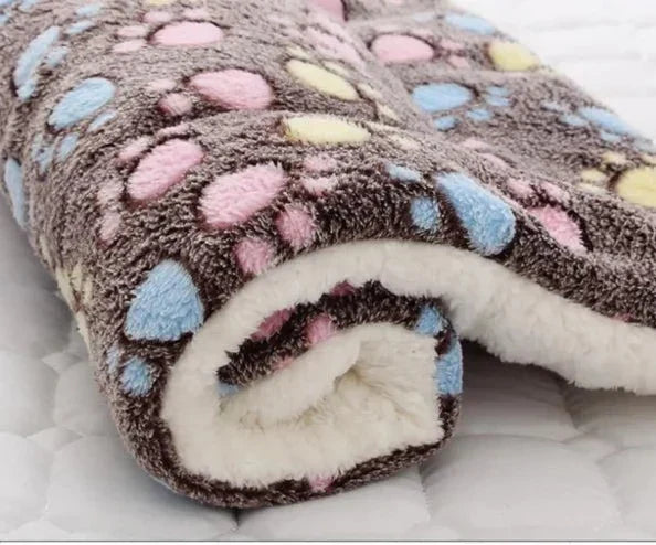 Warm Cat Blanket - SnuggleSoft-Brown & Footprints-S-Nora Luxe