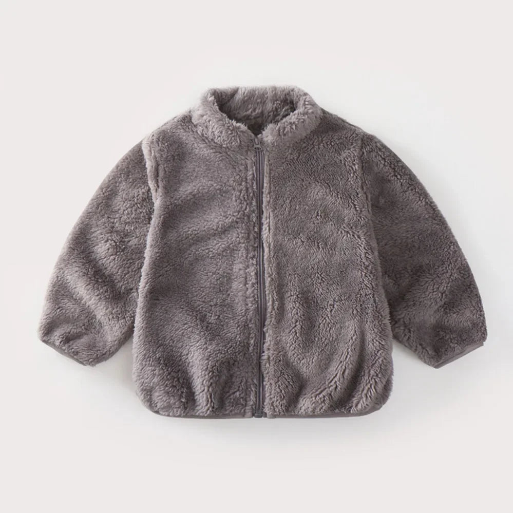 Warm children's coat for autumn and winter-Brown Gray-6-12M-Nora Luxe