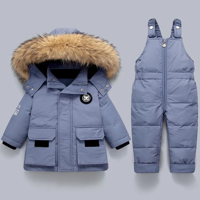 Warm children's jacket and overall - Charlie-Blue-80-Nora Luxe