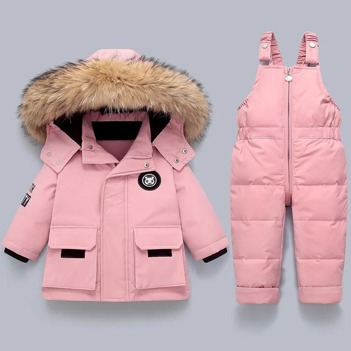 Warm children's jacket and overall - Charlie-Pink-80-Nora Luxe