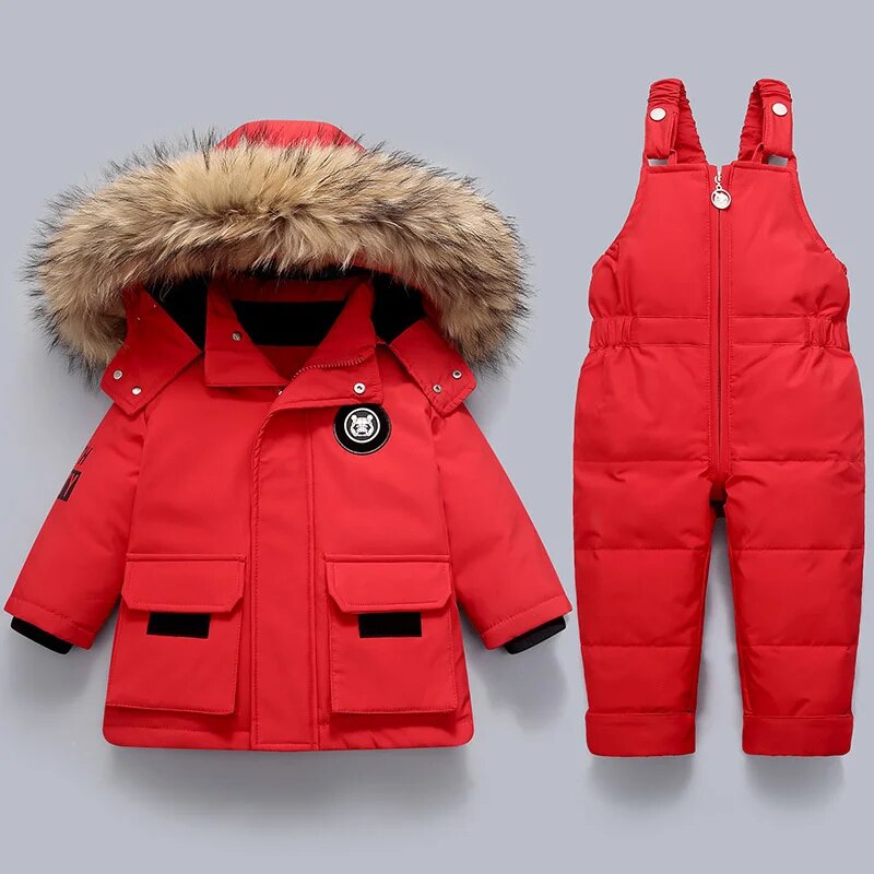 Warm children's jacket and overall - Charlie-Red-80-Nora Luxe