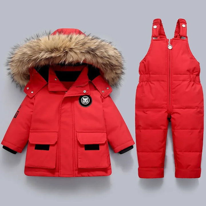 Warm children's jacket and overall - Charlie-Red-80-Nora Luxe