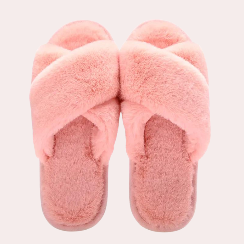 Warm Crossband Slippers for Women - Maëlle-Pink-3-Nora Luxe