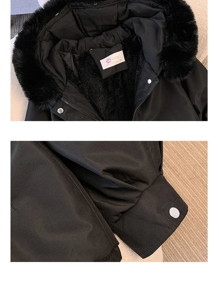 Warm Down Jacket for Women with Detachable Collar - Livia-Black-M-Nora Luxe