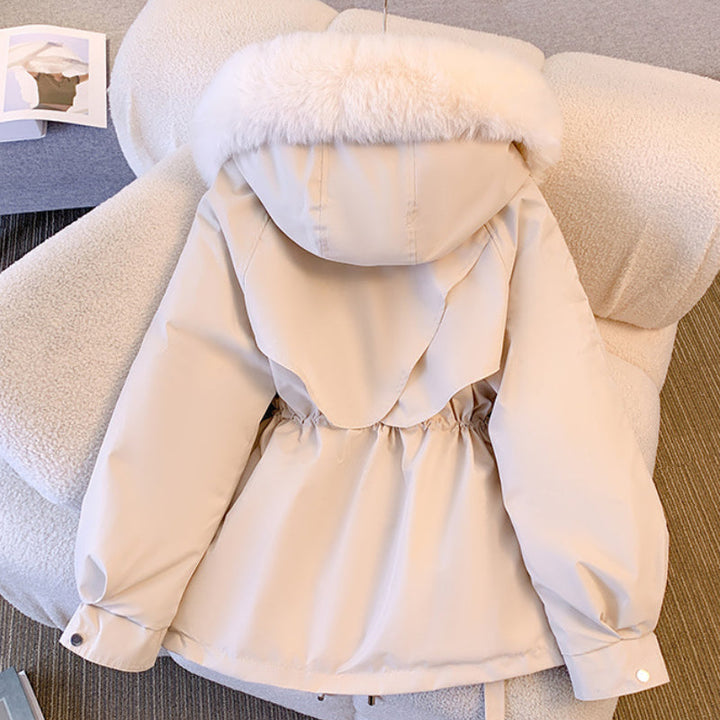 Warm Down Jacket for Women with Detachable Collar - Livia-Black-M-Nora Luxe