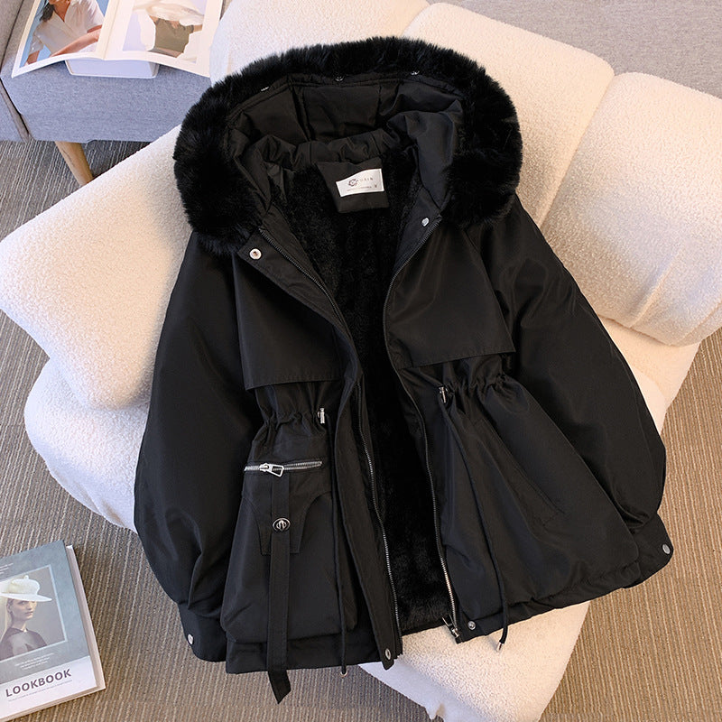 Warm Down Jacket for Women with Detachable Collar - Livia-Black-M-Nora Luxe