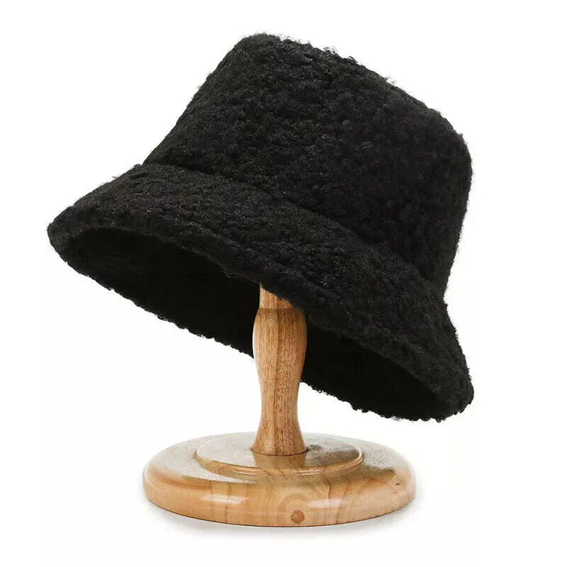 Warm Fashionable Teddy Bucket Hat - Livia-Black-Nora Luxe