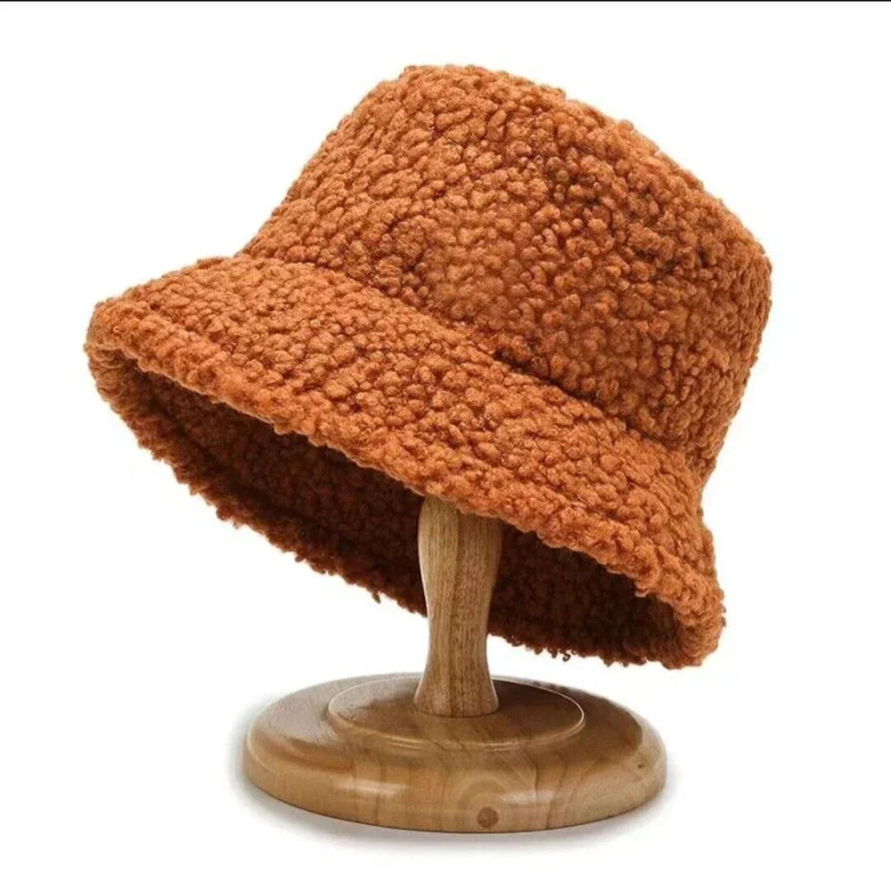 Warm Fashionable Teddy Bucket Hat - Livia-Brown-Nora Luxe