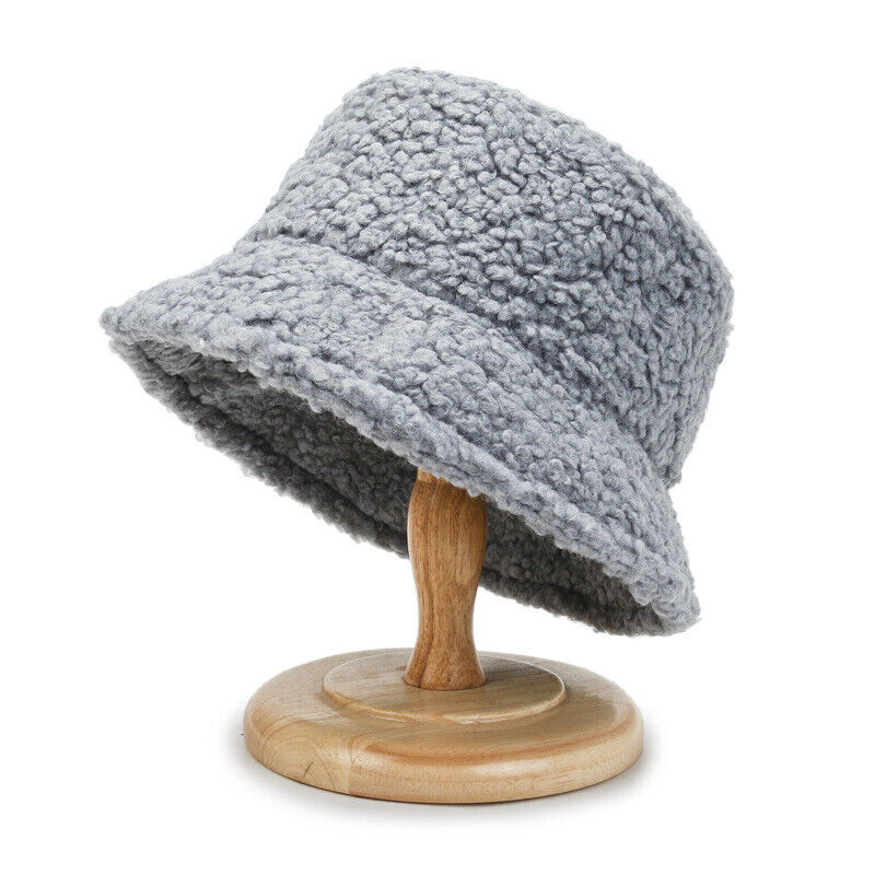 Warm Fashionable Teddy Bucket Hat - Livia-Gray-Nora Luxe