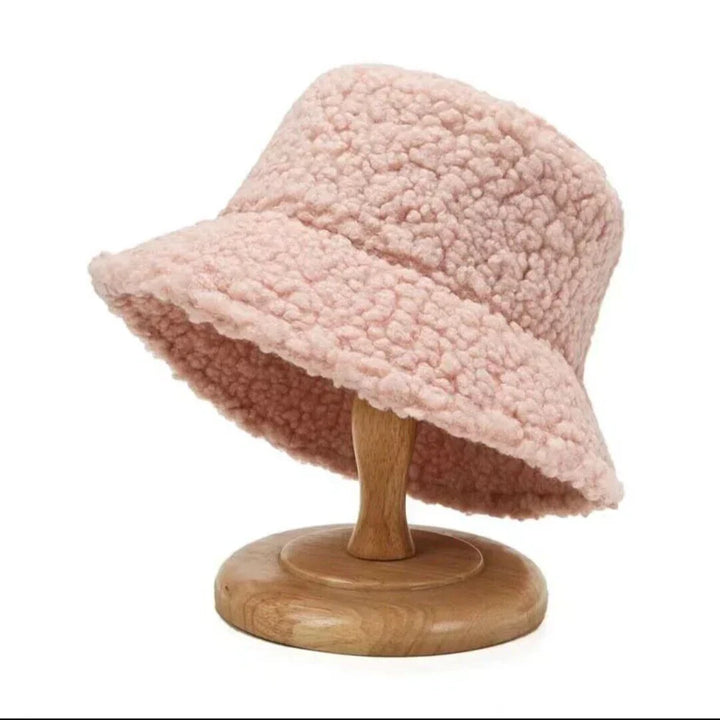 Warm Fashionable Teddy Bucket Hat - Livia-Pink-Nora Luxe
