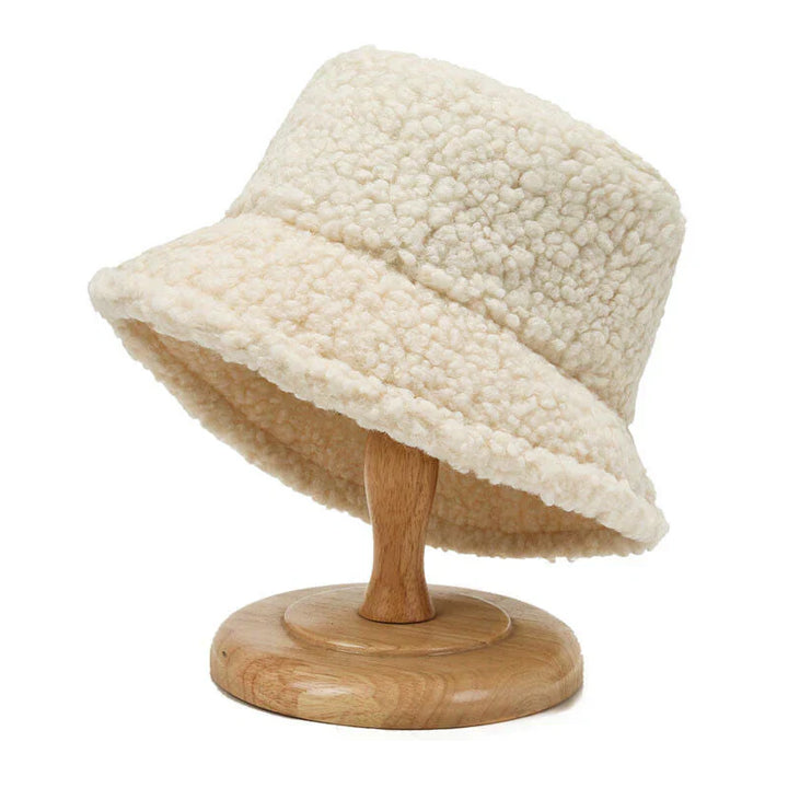 Warm Fashionable Teddy Bucket Hat - Livia-White-Nora Luxe