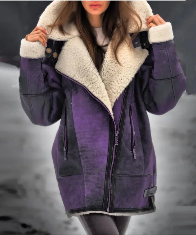 Warm Fleece Jacket for Women - Amara-Purple-S-Nora Luxe