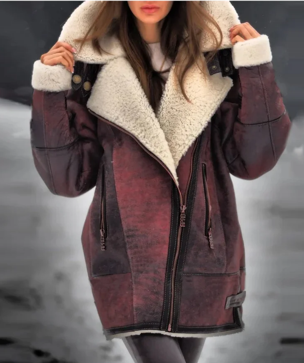 Warm Fleece Jacket for Women - Amara-Red-S-Nora Luxe