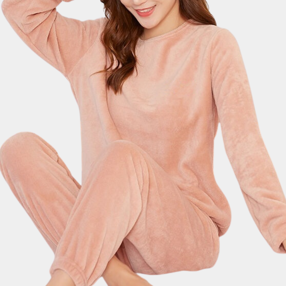 Warm Fleece Ladies Pajama - Elina-Pink-M-Nora Luxe