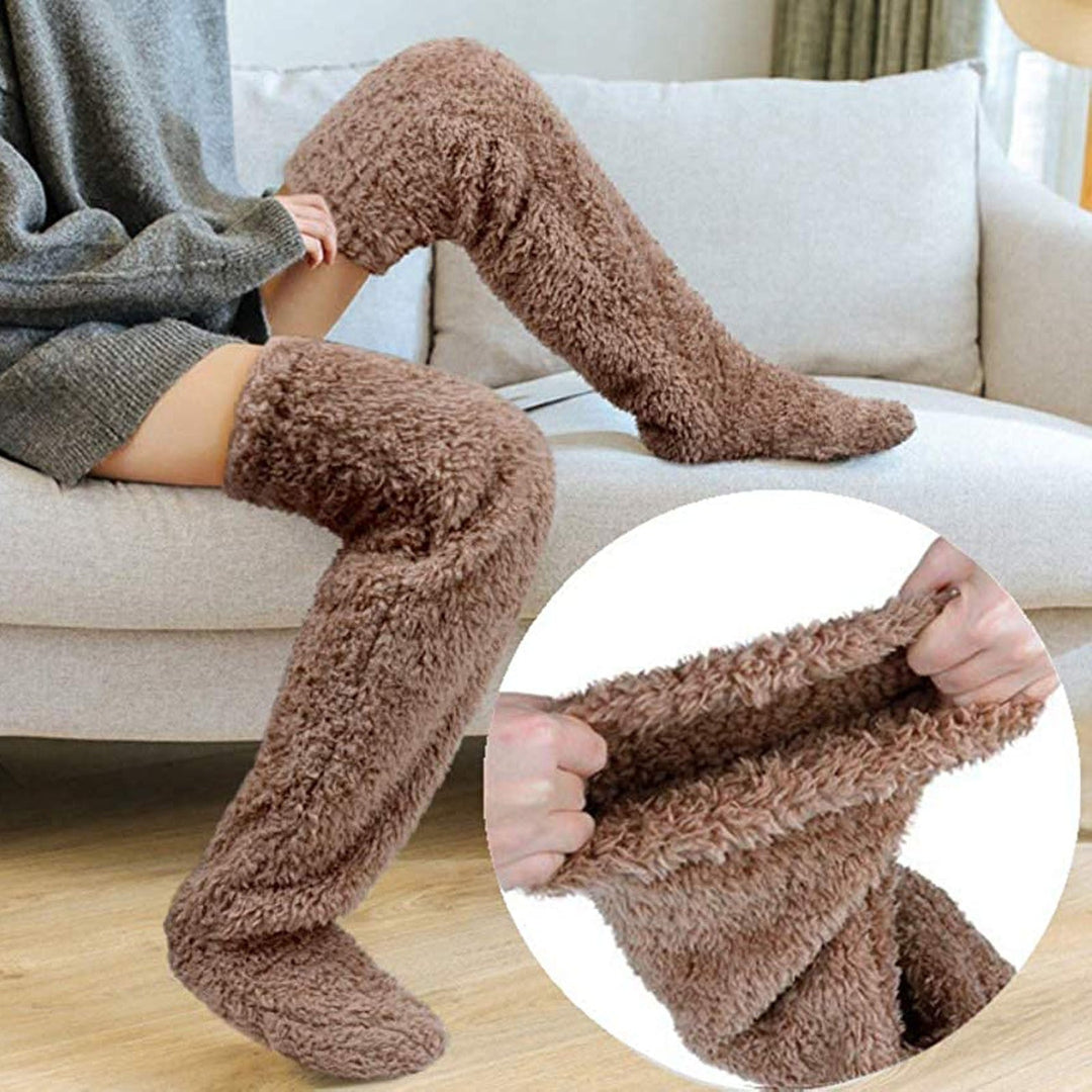 Warm Fleece Socks for Winter - SnuggleFeet-Brown-Nora Luxe