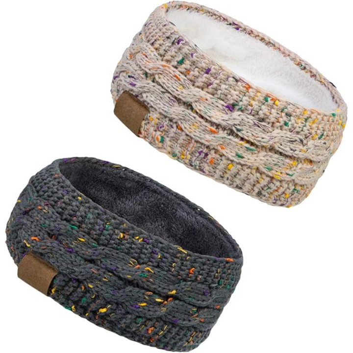 Warm Knitted Ear Warmer Headband with Fleece Lining - Cathryn-Gray Beige 2-Nora Luxe