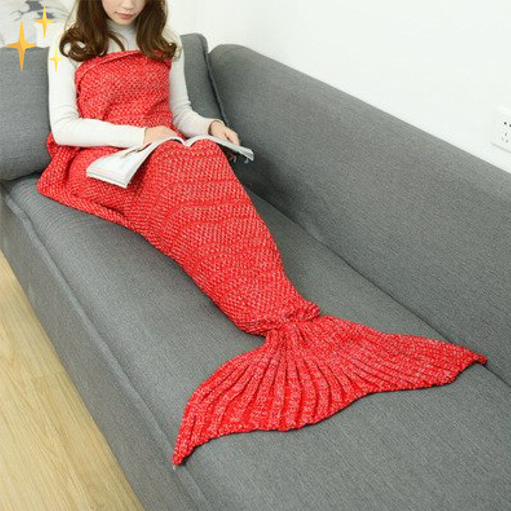 Warm Knitted Mermaid Tail - MermaidDreams-Red-Nora Luxe