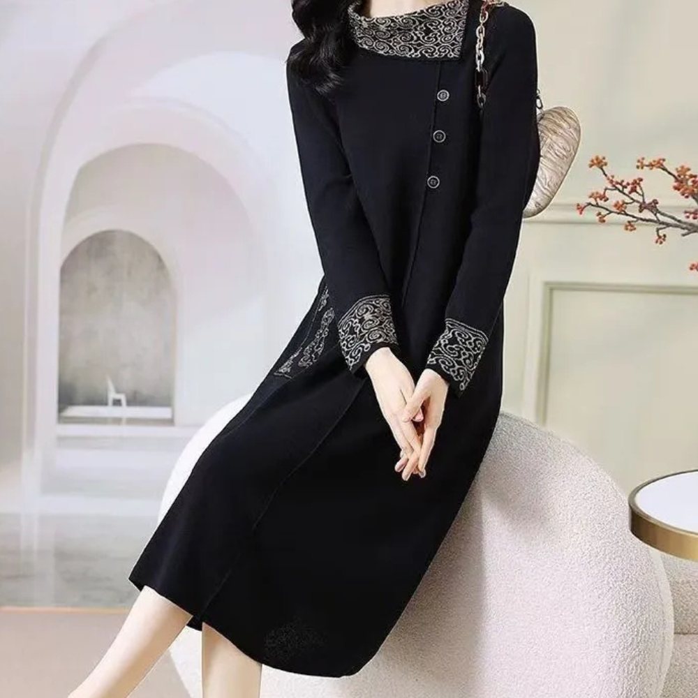 Warm Knitted Midi Dress - Vanya-XS-Nora Luxe