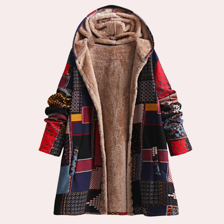 Warm Ladies' Coat with Hood - Amara-Red-XS-Nora Luxe