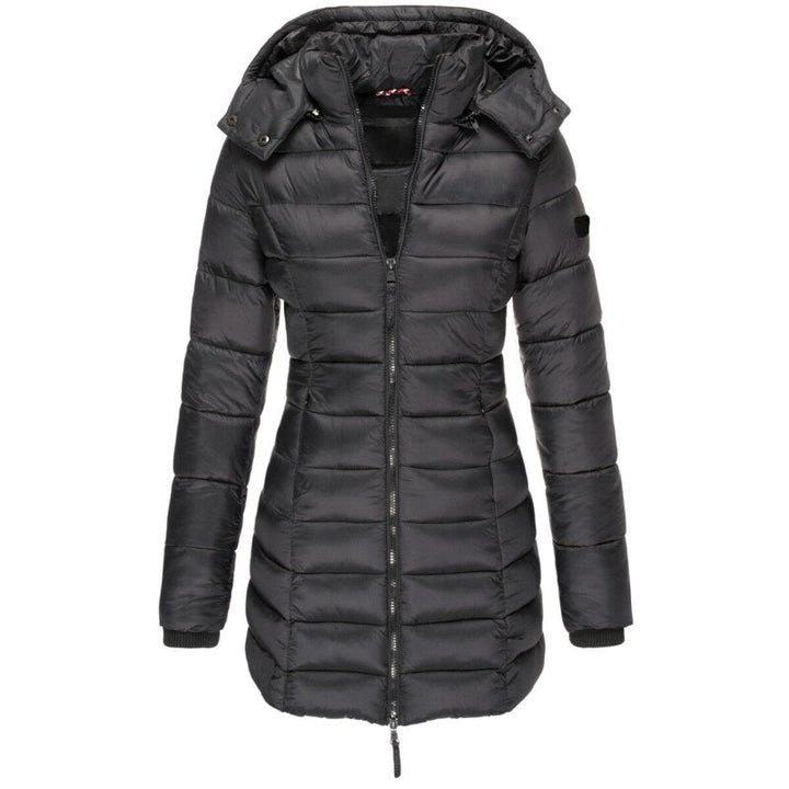Warm Ladies Down Jacket with Hood - Olivia-Black-S-Nora Luxe