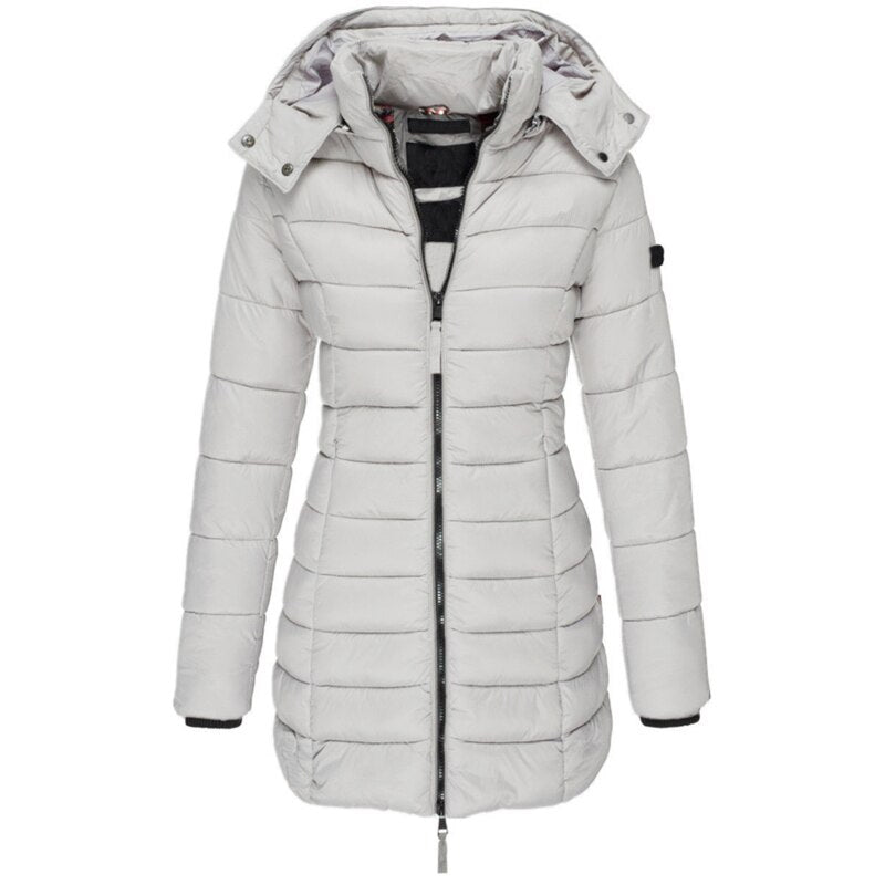 Warm Ladies Down Jacket with Hood - Olivia-Gray-S-Nora Luxe