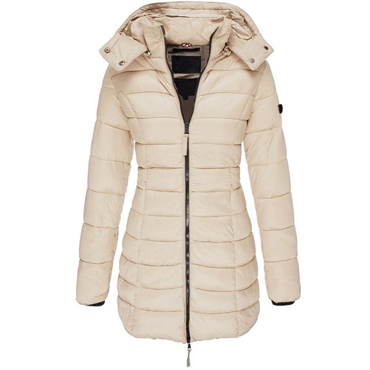 Warm Ladies Down Jacket with Hood - Olivia-Khaki-S-Nora Luxe