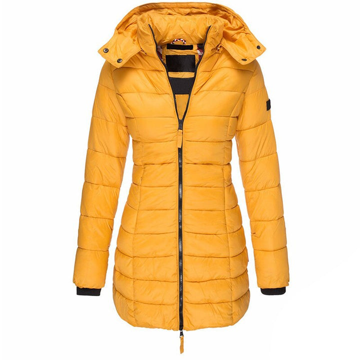Warm Ladies Down Jacket with Hood - Olivia-Yellow-S-Nora Luxe
